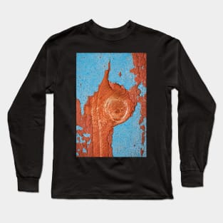 Abstract Blue and Red Painted Wood Long Sleeve T-Shirt